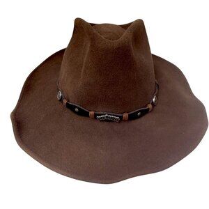 Jack Daniels Cowboy Hat Large Brown 100% Wool Felt Western Crushable